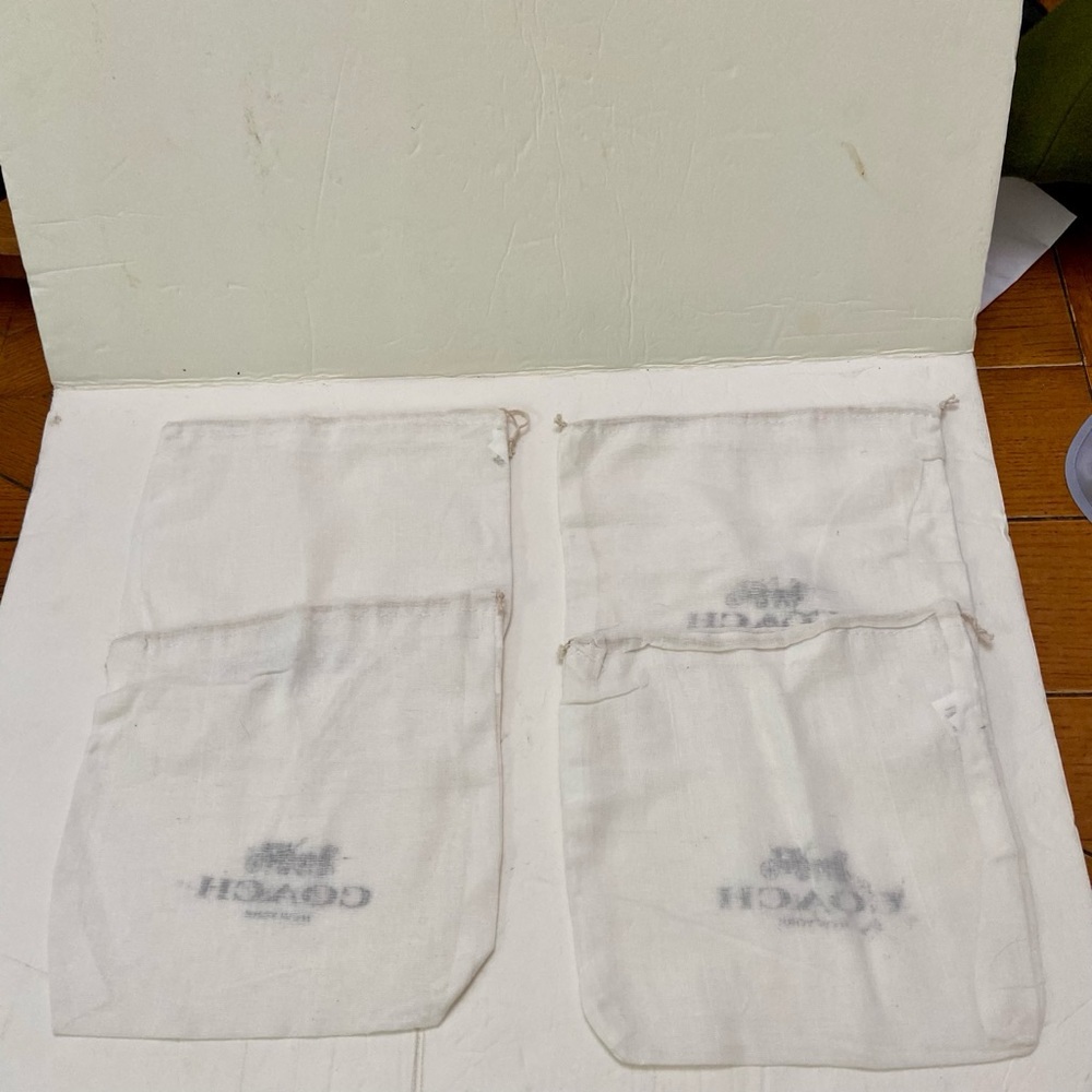 Lot of 4 Coach White Wallet Dust Bag 8in x 8in - Picture 4 of 5